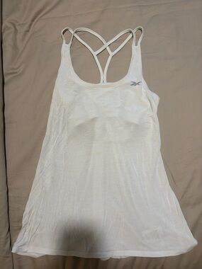 Reebok White Strappy Crisscross Athletic Tank